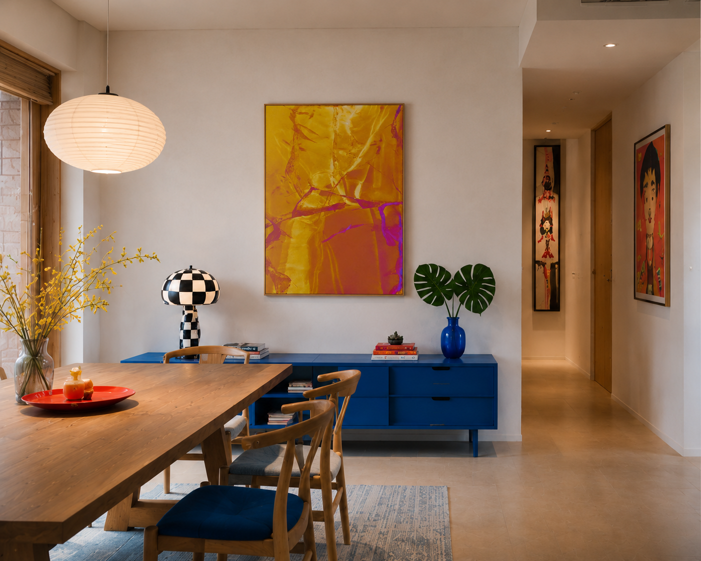 Juanita Kiteless – LionArt Fine Art Print in farbenfrohem Japan-Pop-inspirierten Interieur
