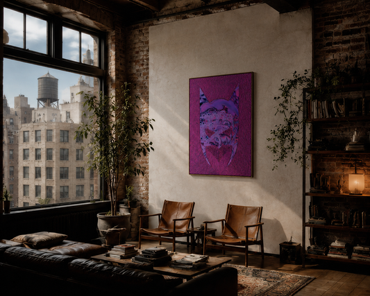 The Masked Singer I – LionArt Fine Art Print als Pop-Art Wandbild in elegantem New Yorker Interieur, Serie 2. Eiszeit
