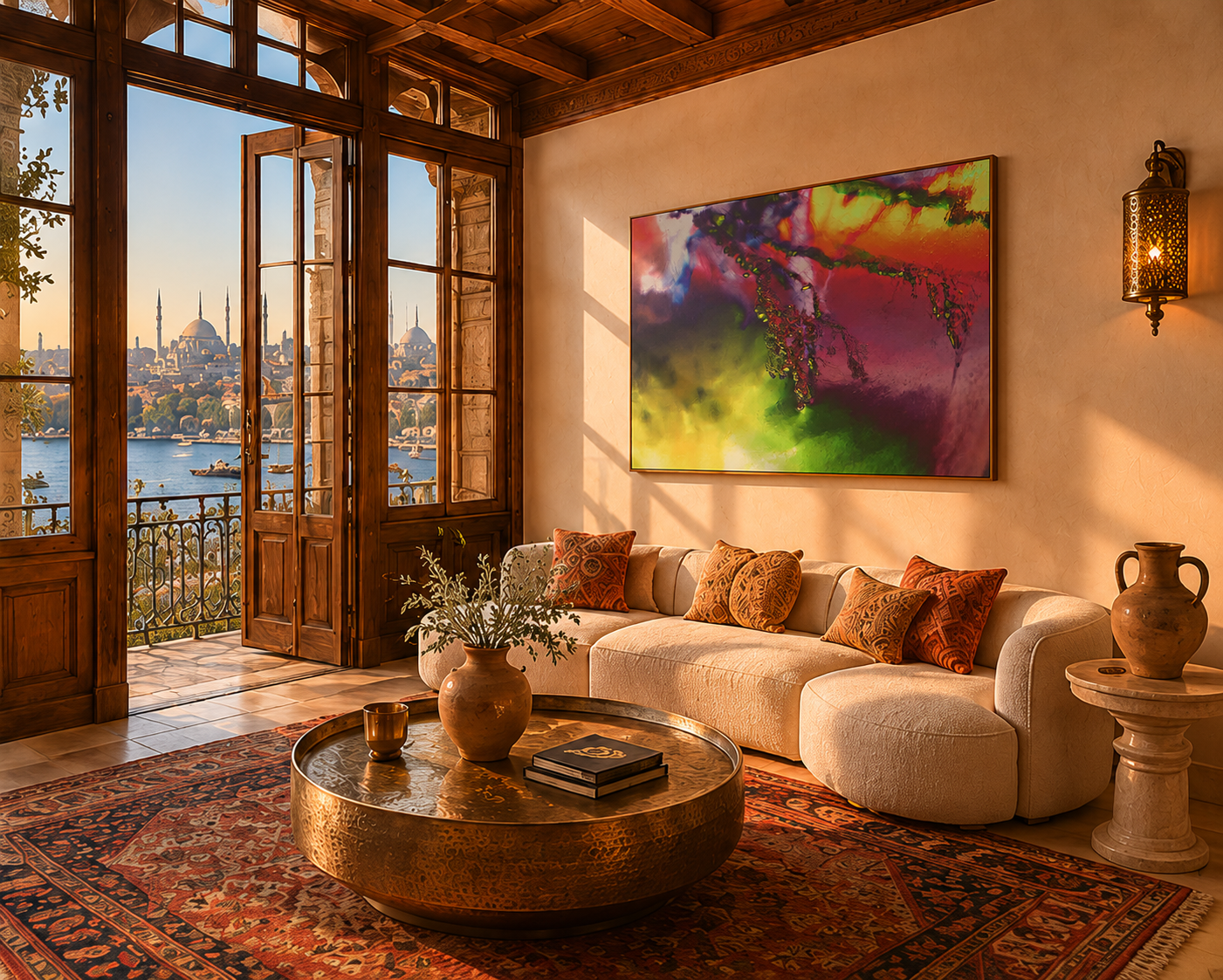Lullaby – LionArt Fine Art Print als gerahmtes Kunstwerk in mediterranem Istanbul-Ambiente