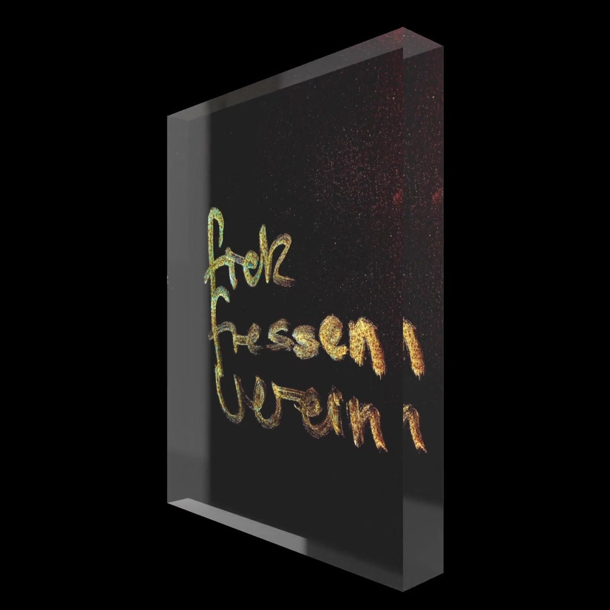 Fick Fressen Verein – LionArt Acrylblock 10×15 cm | Eis Konfekt, Ansicht 45° links gedreht