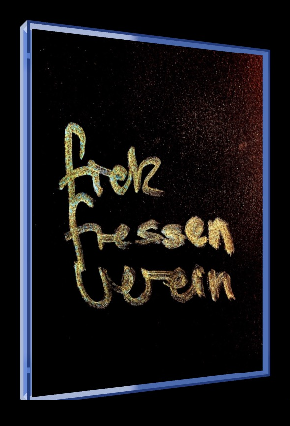 Fick Fressen Verein – Pop-Art Rahmen in Neon-Blau | LionArt