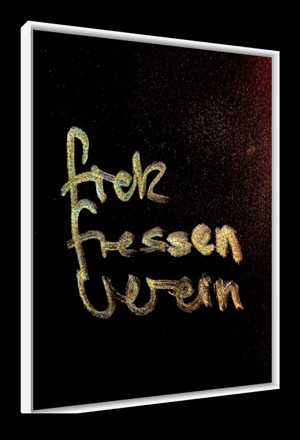 Fick Fressen Verein – Pop-Art Rahmen in Weiß | LionArt