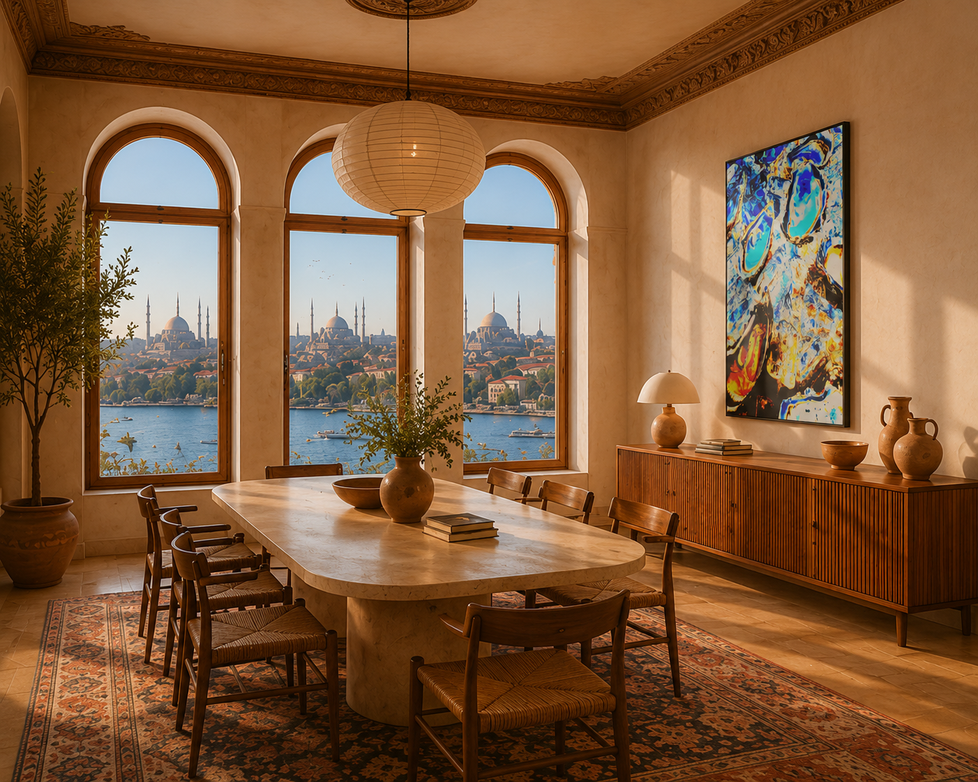 The World Is My Oyster – LionArt Fine Art Print als Wandkunst in stimmungsvollem Istanbul-inspirierten Interieur, Serie Other Stories
