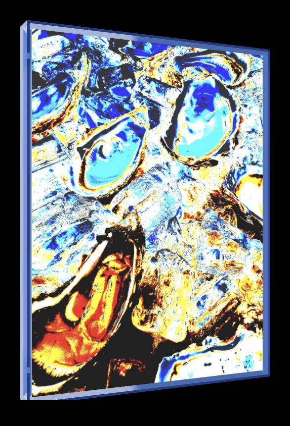 The World Is My Oyster – Pop-Art Rahmen in Neon-Blau | LionArt